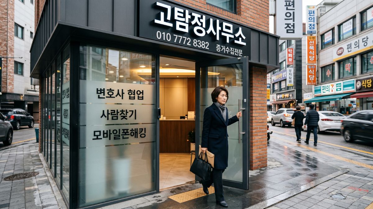 고탐정사무소에서 상담하고 나오는 의뢰인